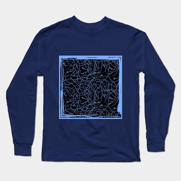 Abstraction with doodles in blue frame Long Sleeve T-Shirt by Gerchek